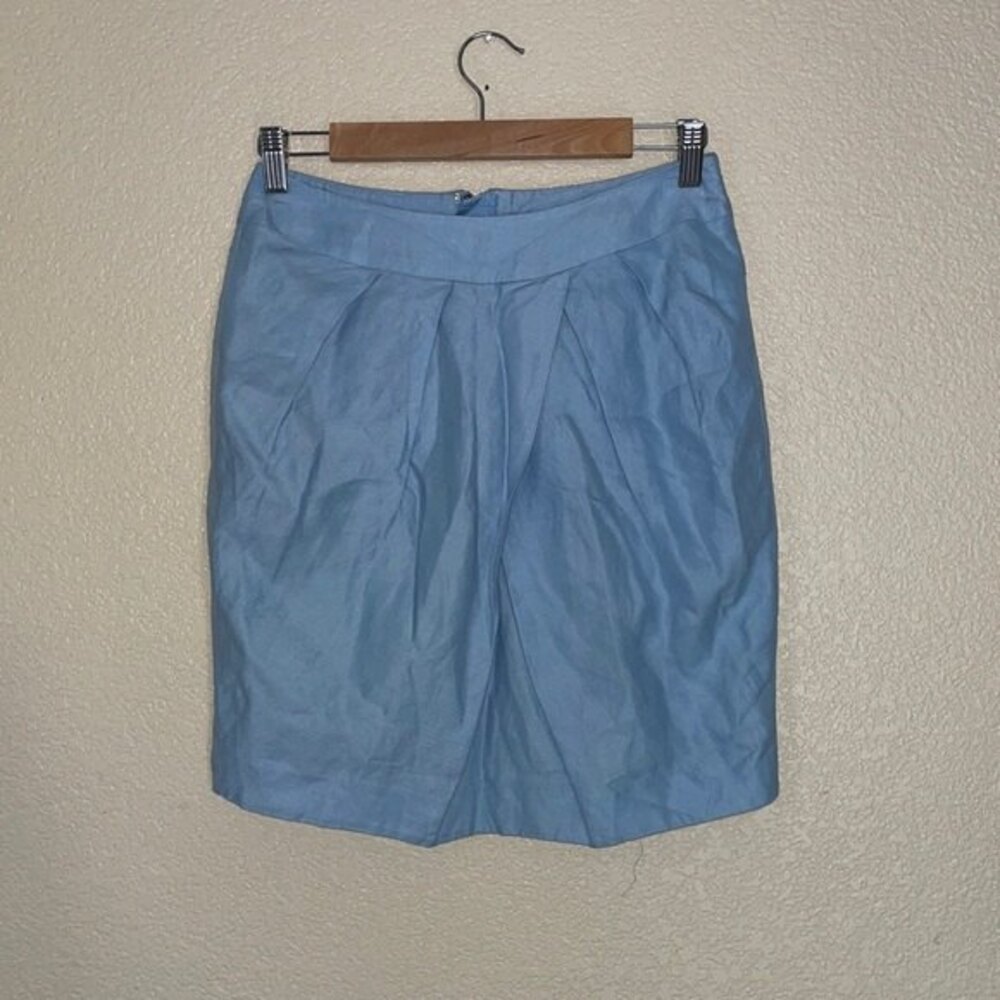 Theory Baby Blue Pencil Skirt with Pleats Size 4 Zipper back